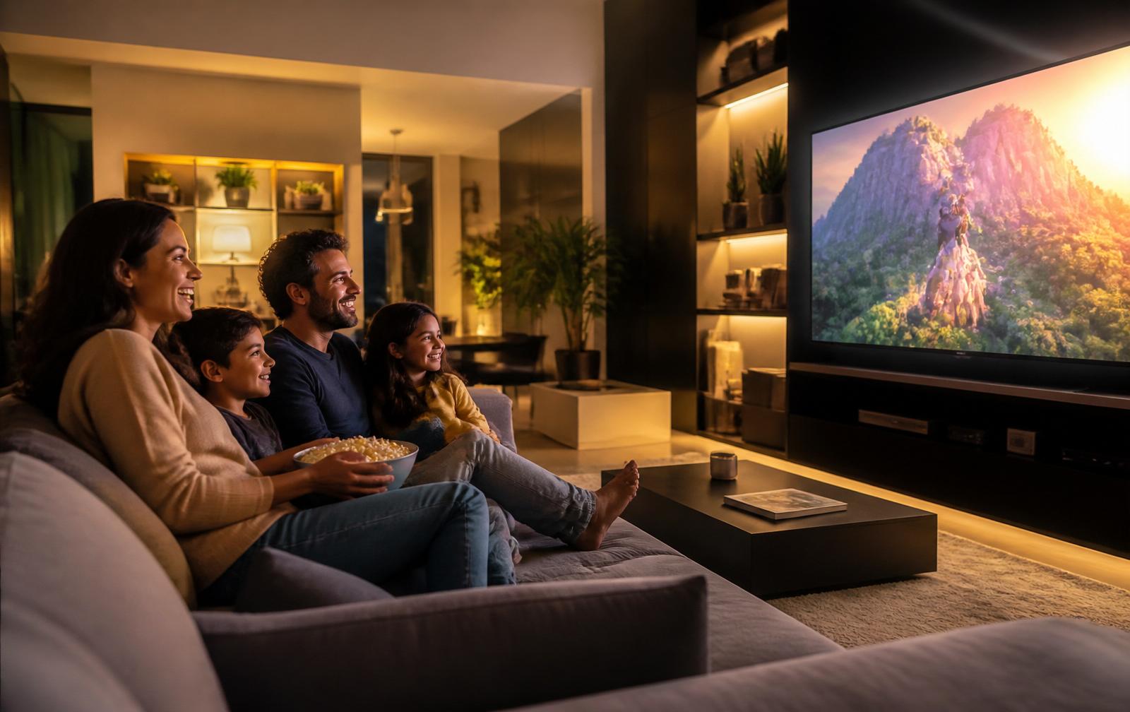 Família assistindo TV juntos